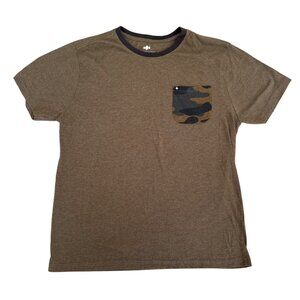 Argyleculture Russell Simmons Mens Brown T-Shirt W/ Camo Pocket Medium 60% Cotto